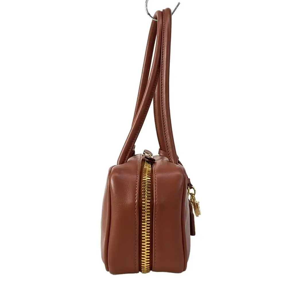 Miu Miu Bole Bag Handbag 5BB173_2CRWF0033 cognac brown Gold Leather